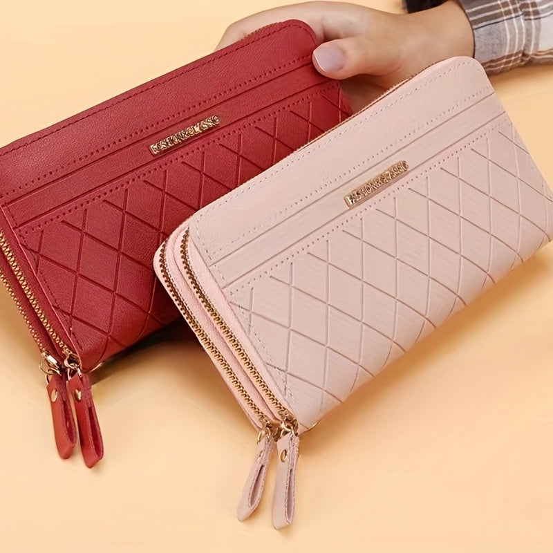Large Capacity Zipper Coin Purse Clutch Bag with Wristband