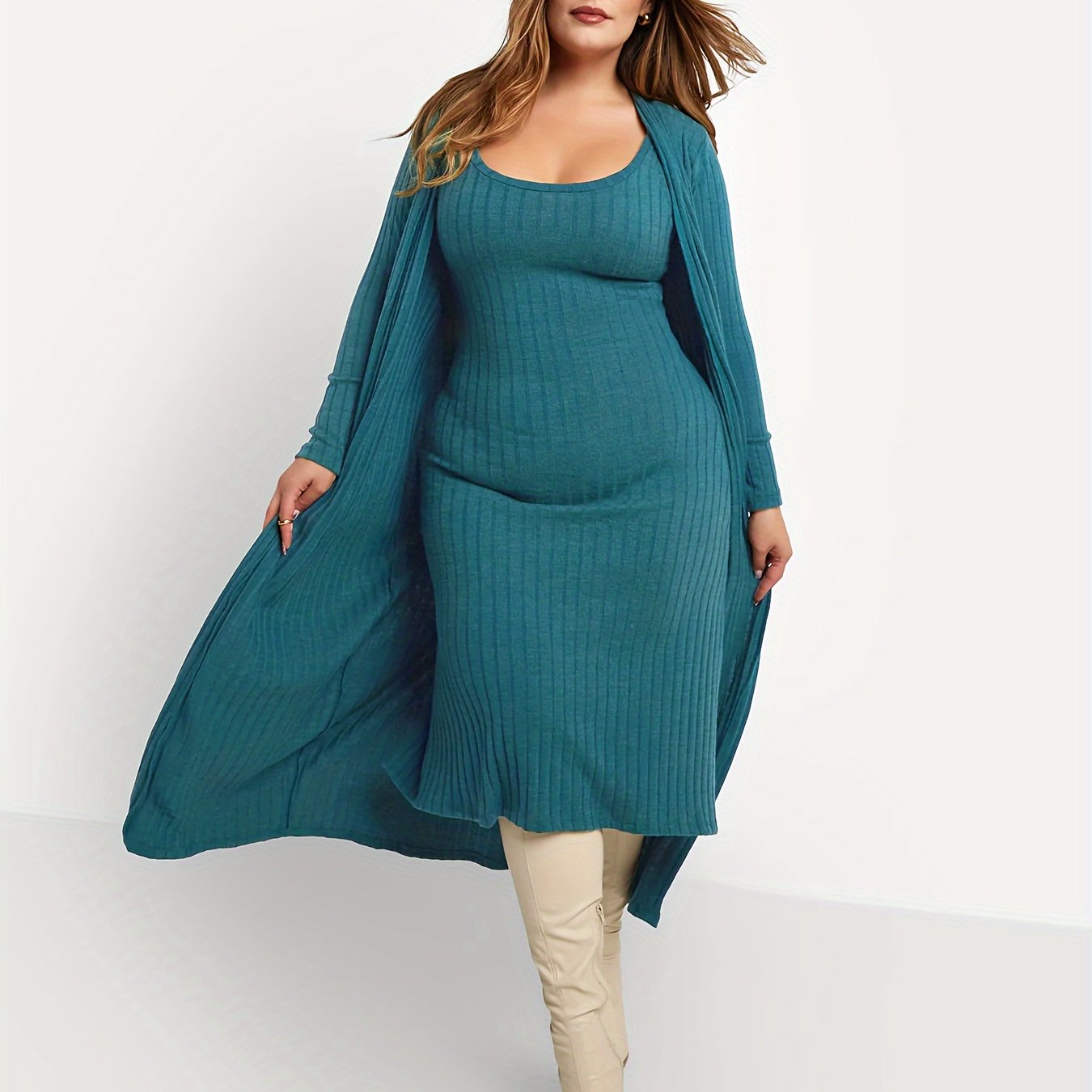 Ribbed Cardigan & Tank Top Set