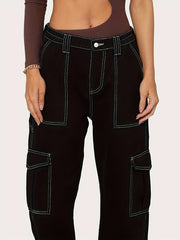 Street Style Loose Fit Cargo Pants Denim Jeans Y2K Vintage Women's Clothing