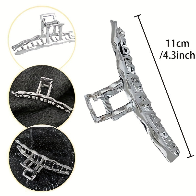 3pcs Metal Long Claw Clips Hair Clamp Nonslip Shark Clip Ponytail Holder