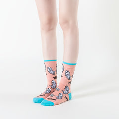 4 Pairs Angel Wings Print Socks & Funny Pattern Mid Tube Socks Women's Stockings