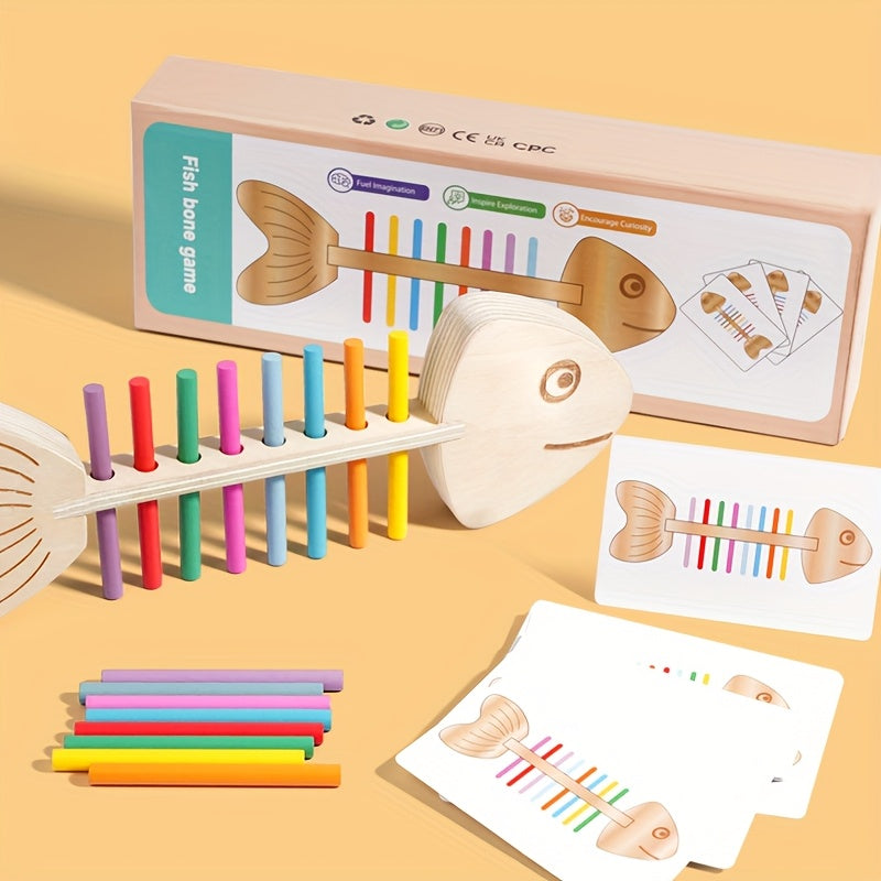 Wooden Fish Bone Sorting Toy Educational Game