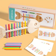 Wooden Fish Bone Sorting Toy Educational Game