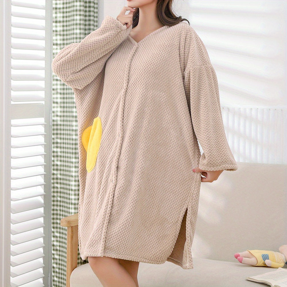Women's Hooded Bathrobe with Towel for Shower and Spa