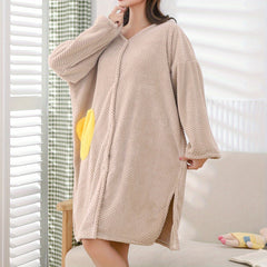 Women's Hooded Bathrobe with Towel for Shower and Spa