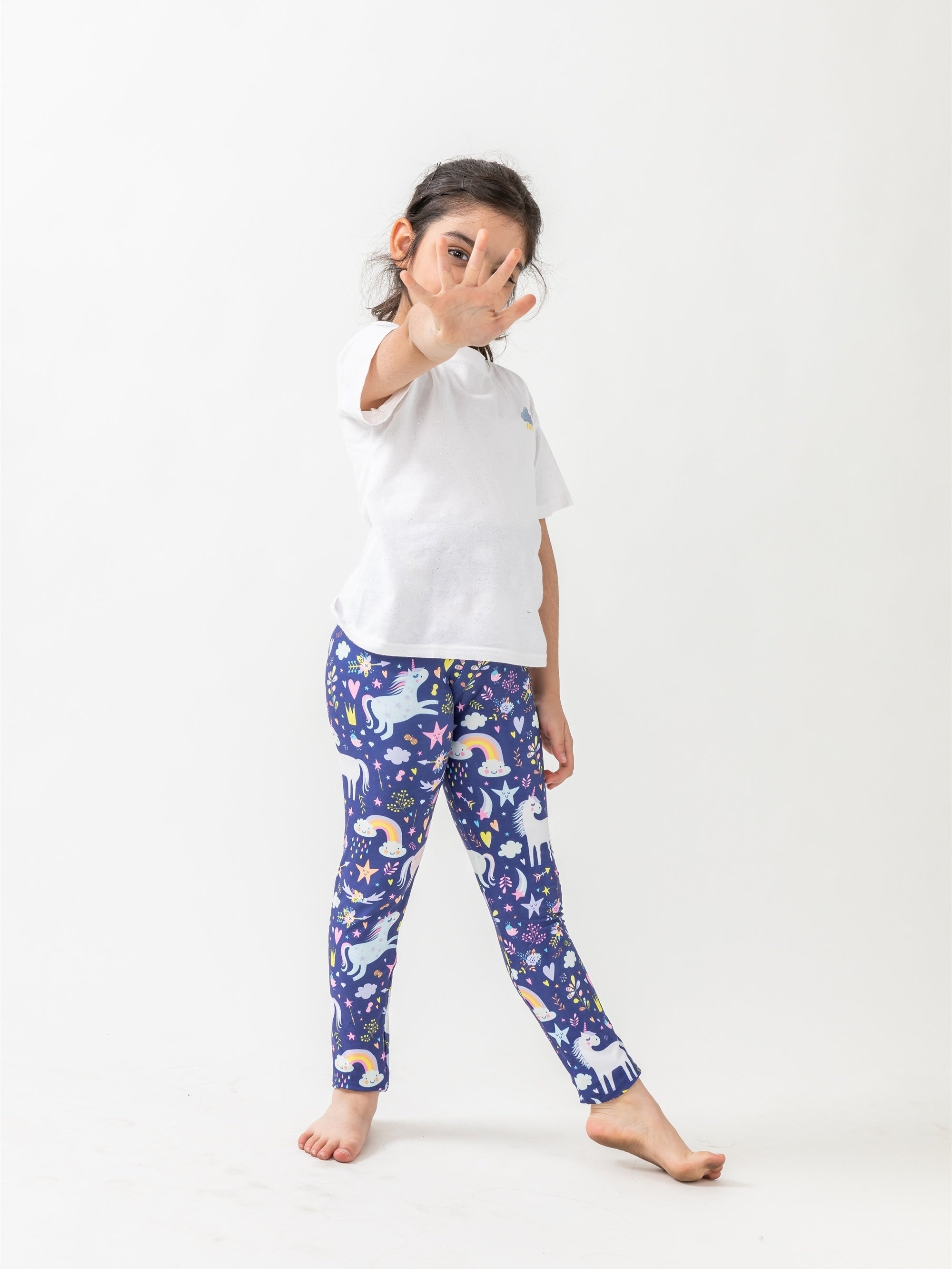 Girls Unicorn Garden Leggings Soft High Stretch