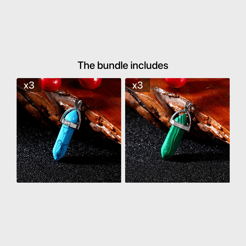 Colorful Pine Stone Hexagonal Column Pendant DIY Jewelry Accessories