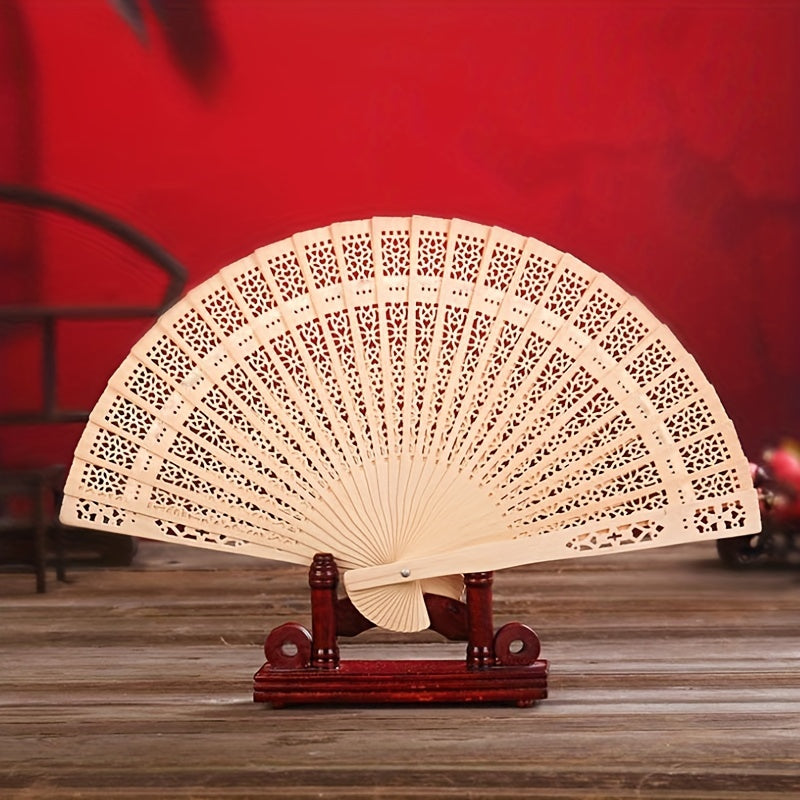 Wooden Fan Classic Ancient Style Carry Hollow Full Wood Accessories