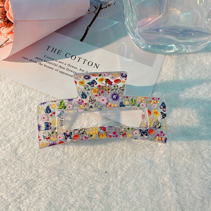 Y2K Acrylic Flower Hair Claw Clip Clear Hair Clamp Clip