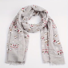 Bird Snowflake Print Scarf Warm Long Shawl for Women