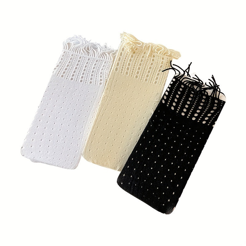 Tassel Hollow Out Mid Tube Socks Women's Stockings