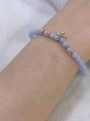 Stone Smooth Bracelet with Lotus Pendant Glowing Beads