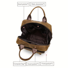 SCHLATUM Vintage Leather Backpack 14in Laptop Work Bag