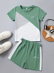 Toddler Boys T-shirt & Shorts Set Crew Neck Short Sleeve Top & Bottoms Kids Summ