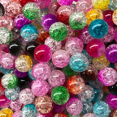40pcs Cracked Glass Beads Crystal Loose Beads for Jewelry Making