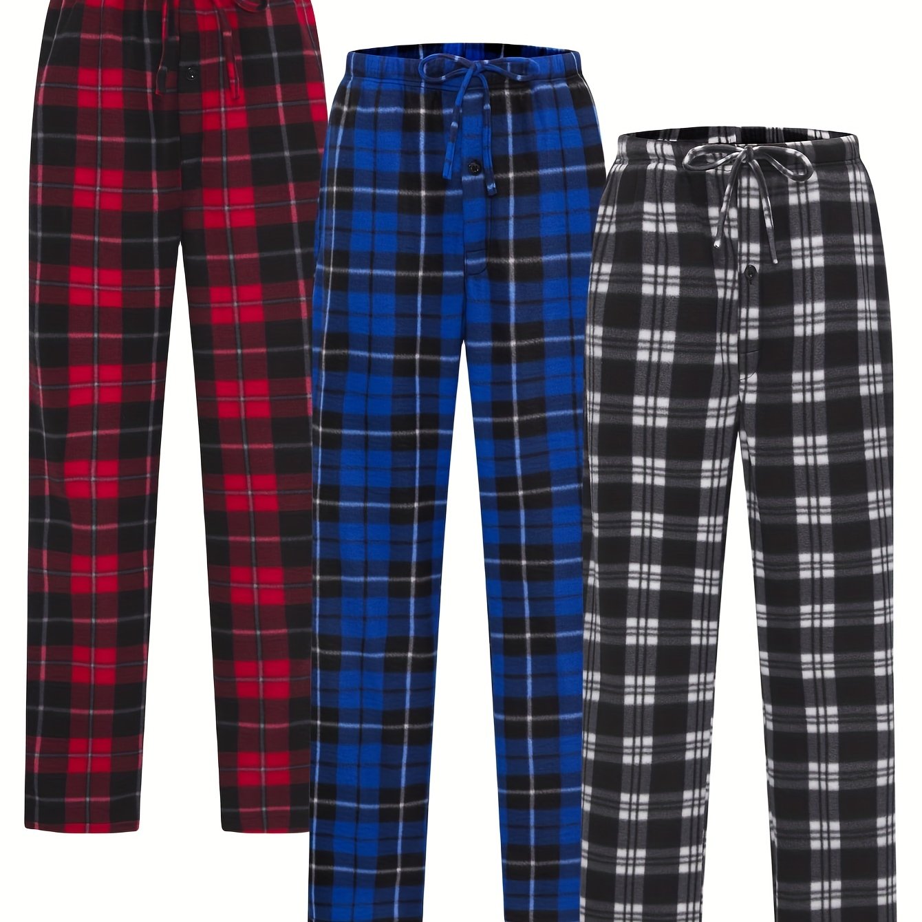 Men's Plaid Fleece Yoga Pants Active Stretch Joggers