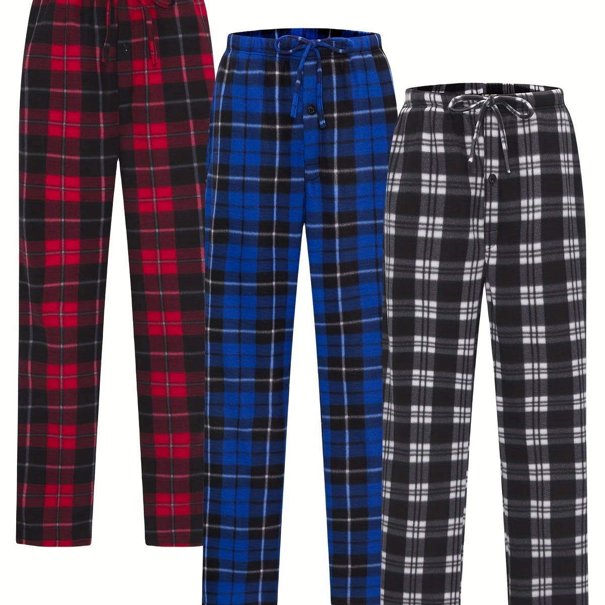 Men's Plaid Fleece Yoga Pants Active Stretch Joggers