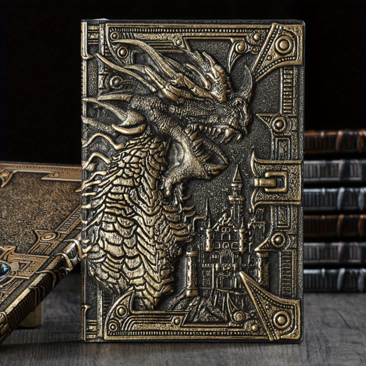 A5 Vintage Embossed Dragon Notepad Metal Stereo