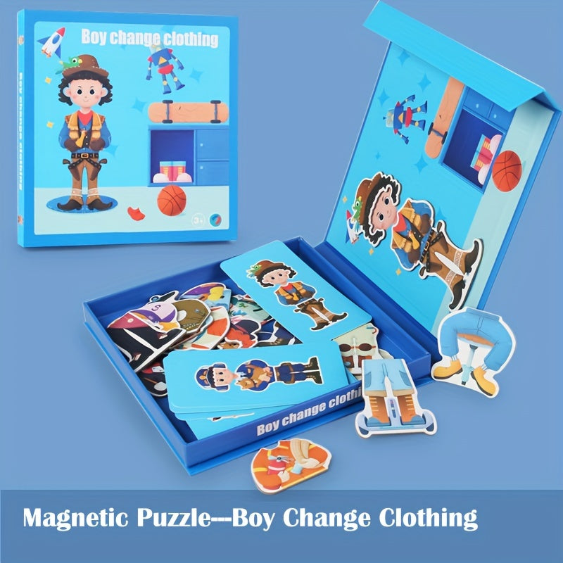 Magnetic Change Face Puzzles Car Airplane Road Travel Activities for Kids 3