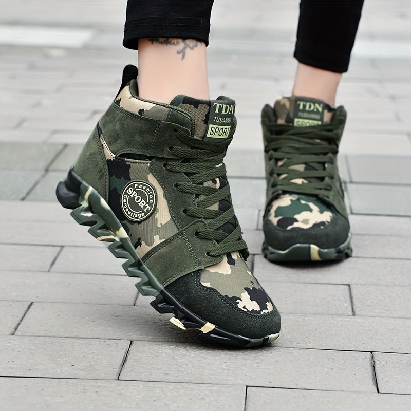 Women's Camo Combat Boots High Soft Sole Round Toe Non slip Outdoor Hiking Shoes