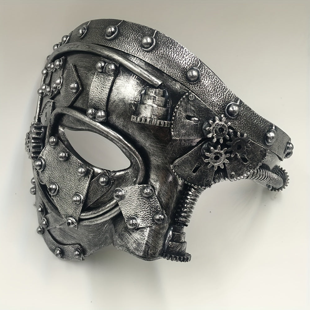 Steam Punk Mask Robot Cosplay Half Face Helmet Halloween Carnival Costume Props