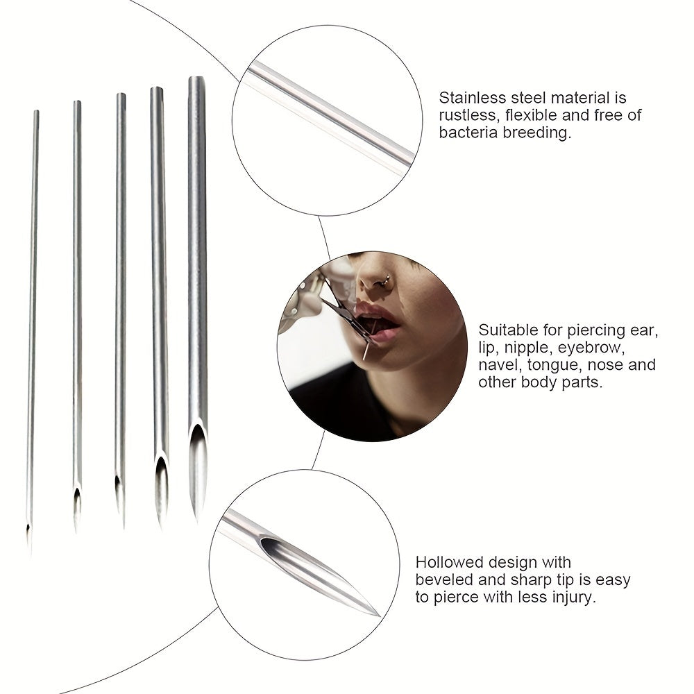 5 Pcs Disposable Piercing Needles for Ear Nose Lip Nipple Piercing