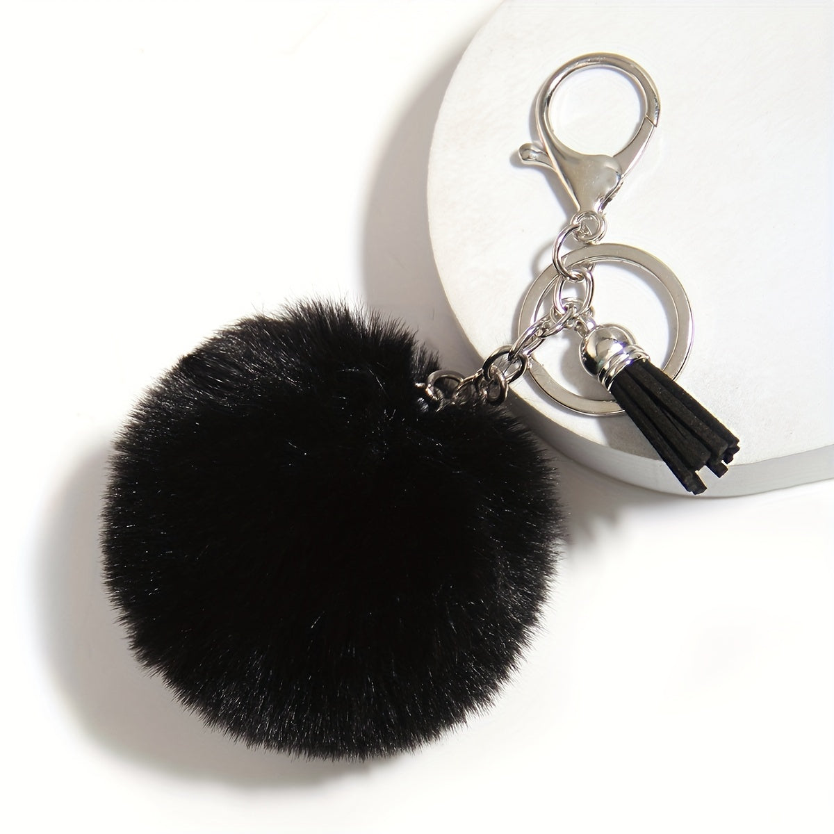 Faux Rabbit Fur Ball Pom Pom Keychain Car Key Ring Handbag Tote Bag Pendant
