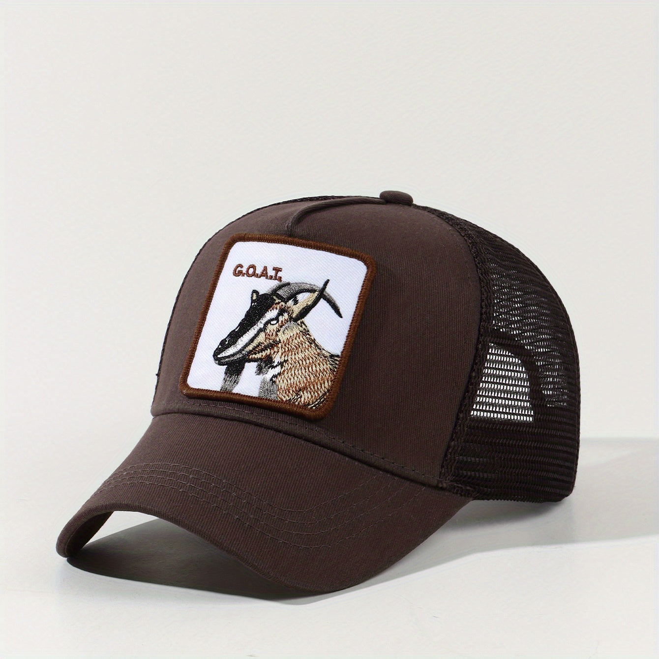 Goat Embroidery Patch Trucker Hat Mesh Breathable Unisex Golf Baseball Cap