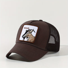 Goat Embroidery Patch Trucker Hat Mesh Breathable Unisex Golf Baseball Cap