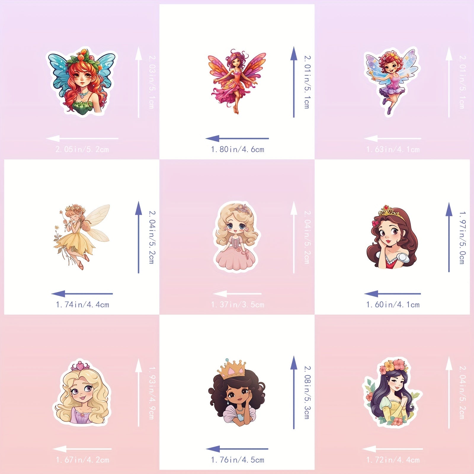 100 Princess Fairy Stickers Pack Waterproof Vinyl Cartoon Princess Girls Decals