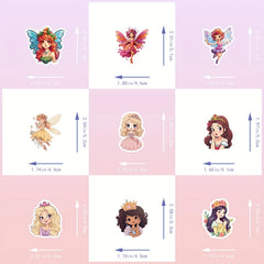 100 Princess Fairy Stickers Pack Waterproof Vinyl Cartoon Princess Girls Decals