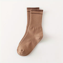 6 Pairs Striped Crew Socks Breathable All-match Women's Stockings & Hosiery
