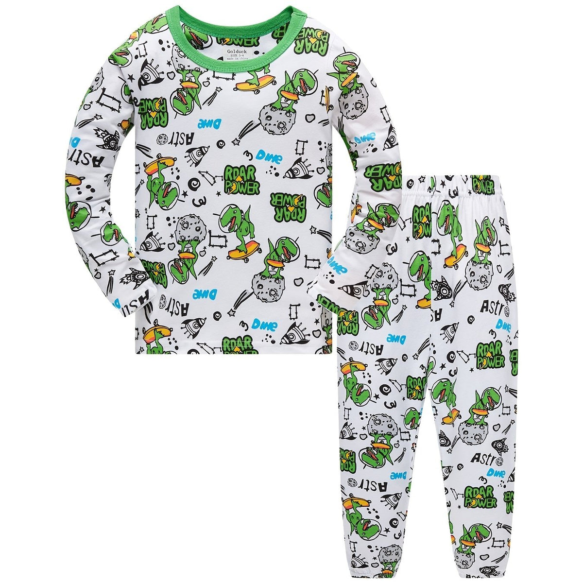 Boys Dino Pajama Set Long Sleeve Top & Pants