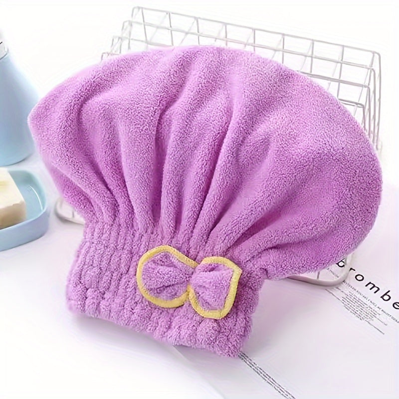 Quick-Drying Small Bow Hair Cap Strong Absorbent Shower Cap