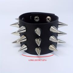 Men's Rivets Spikes Decor Bracelet Gothic Punk PU Leather Bracelet