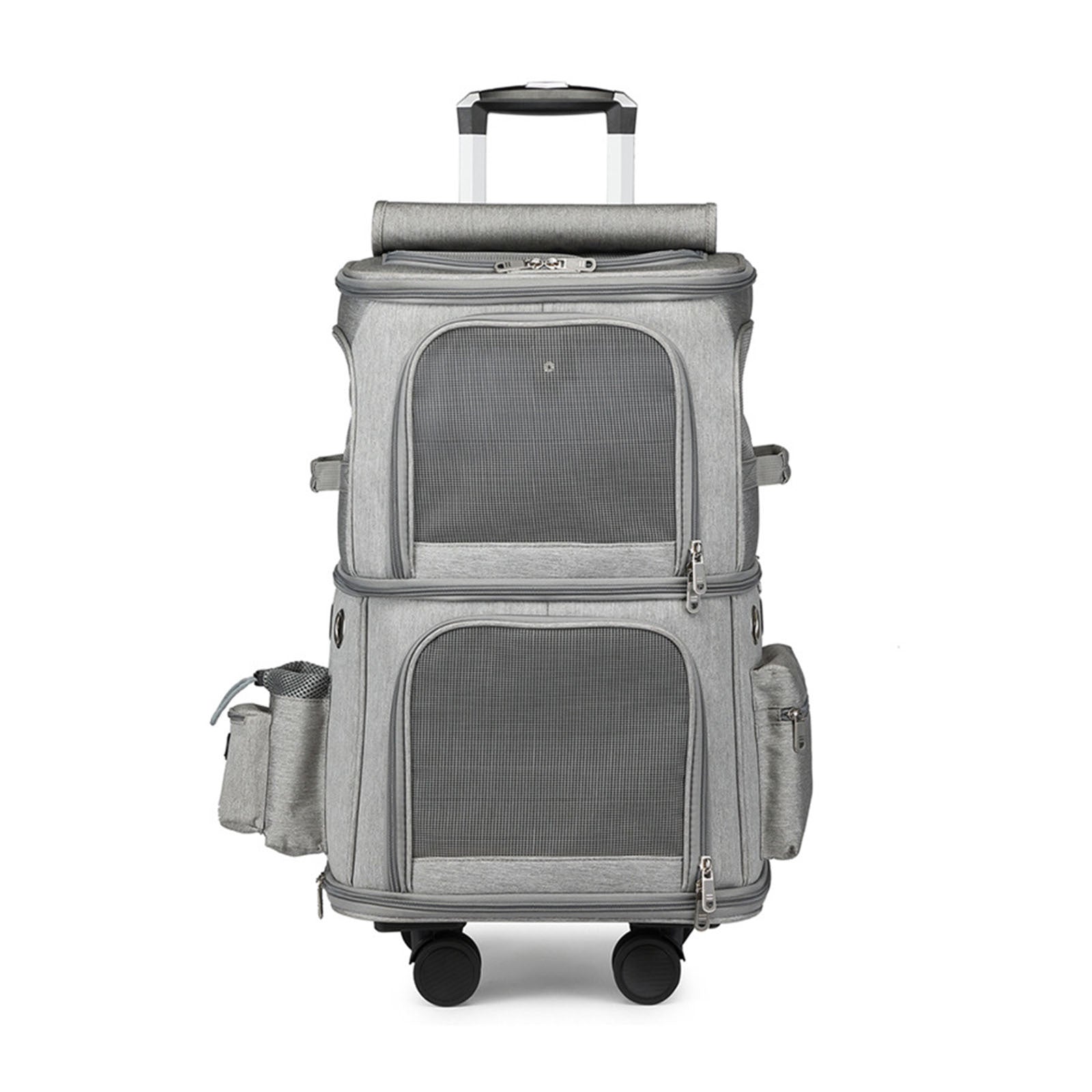 Rolling Pet Carrier For Dogs 2 Compartments & Wheels