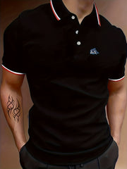 Men's Whale Graphic Polo Shirt Casual Lapel Button Up