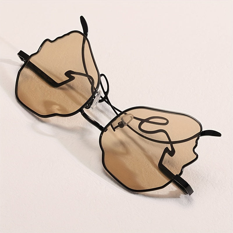 Funny Metal Frame Women Punk Y2K Sunglasses Street Eyewear