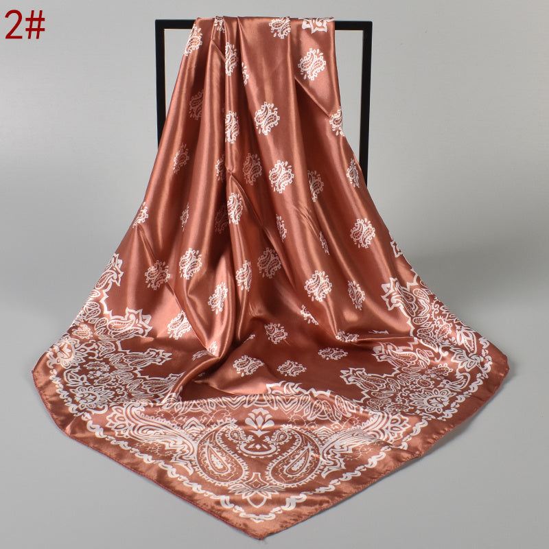 Floral Print Silk Head Scarf Lightweight Hank