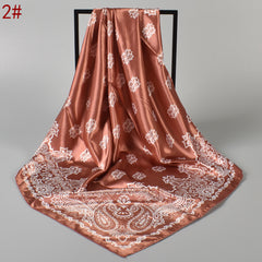 Floral Print Silk Head Scarf Lightweight Hank
