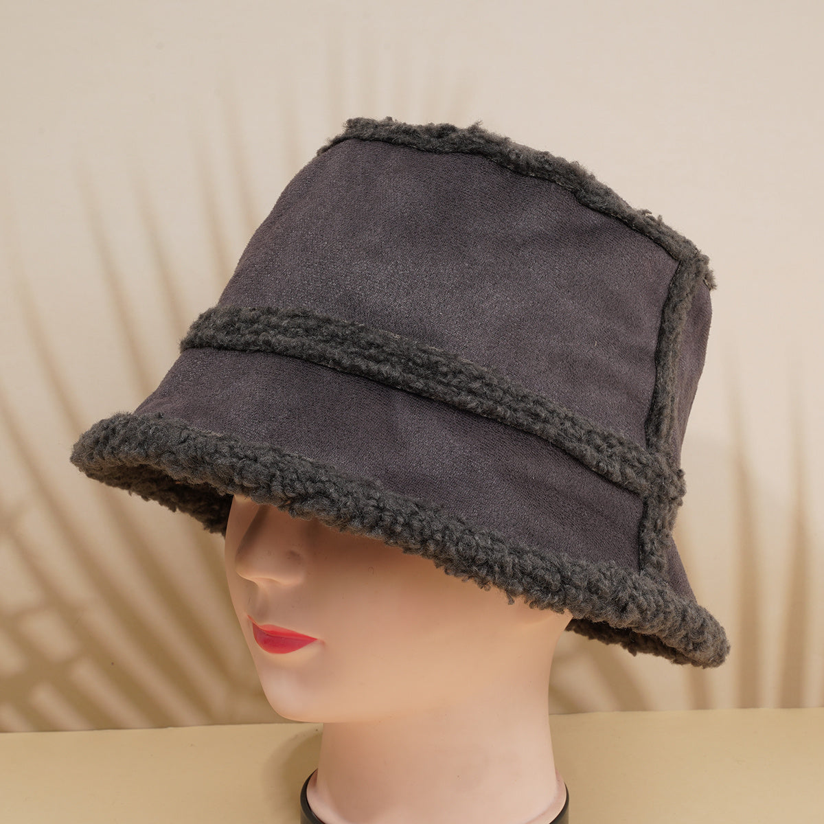 Reversible Suede Lamb Wool Bucket Hat - Unisex Solid Fisherman Hat