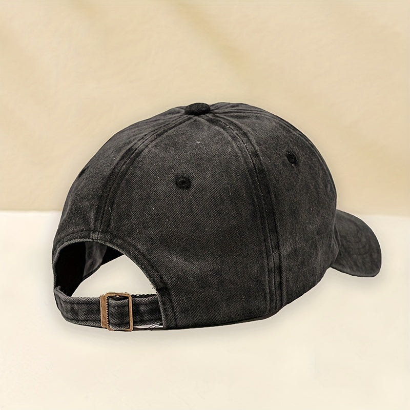 Crocodile Embroidery Baseball Cap Washed Distressed Dad Hat