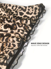  Leopard Print Tube Top & Panty Swimsuit Set