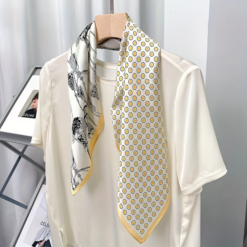 Satin Scarf 70 cm Square Print Neck Handbag Decorative Ribbon