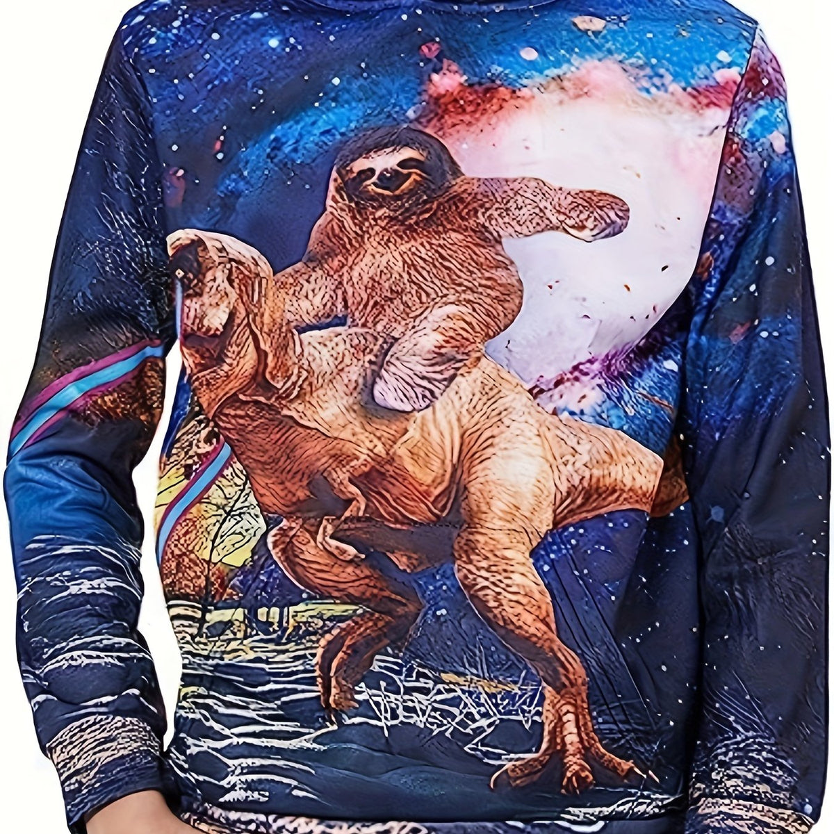 Funny Sloth And Dinosaur 3D Print Boys Hoodie