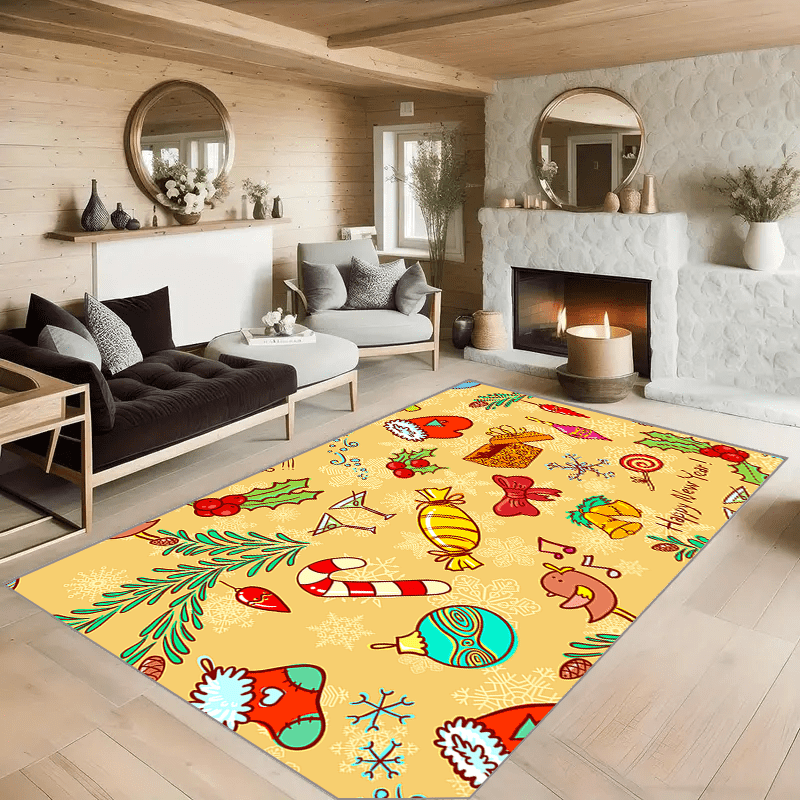 Christmas Room Carpet Waterproof Kitchen Rug Anti-Slip Mat