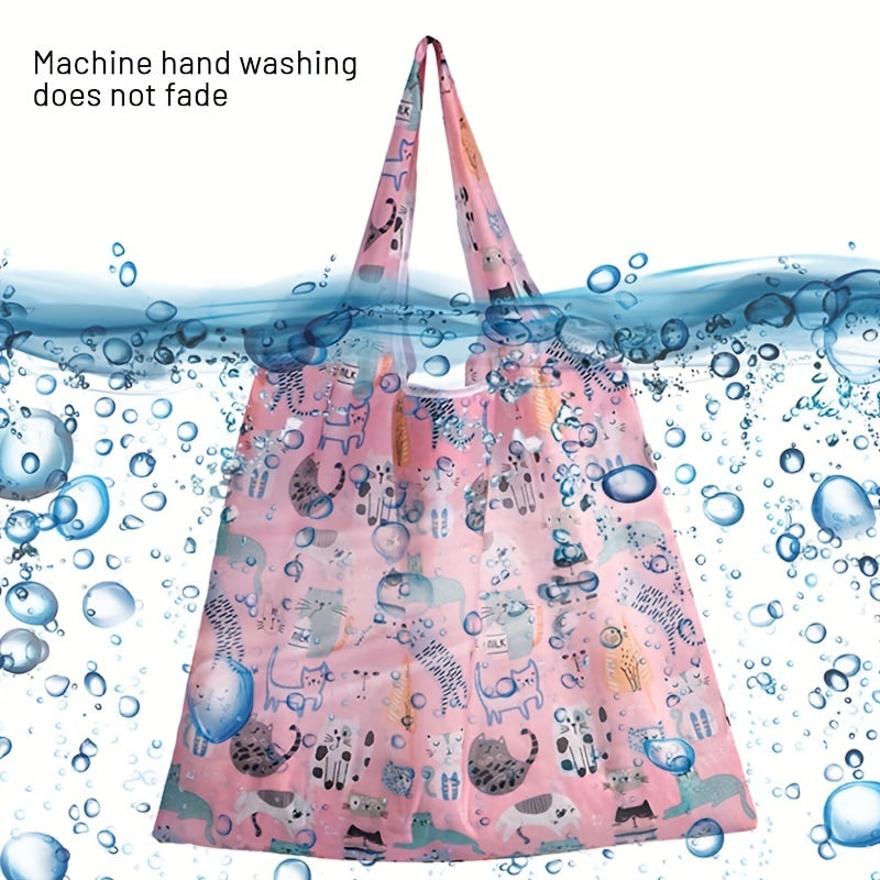 Waterproof Reusable Grocery Bags - Foldable Washable Shopping Tote Bag