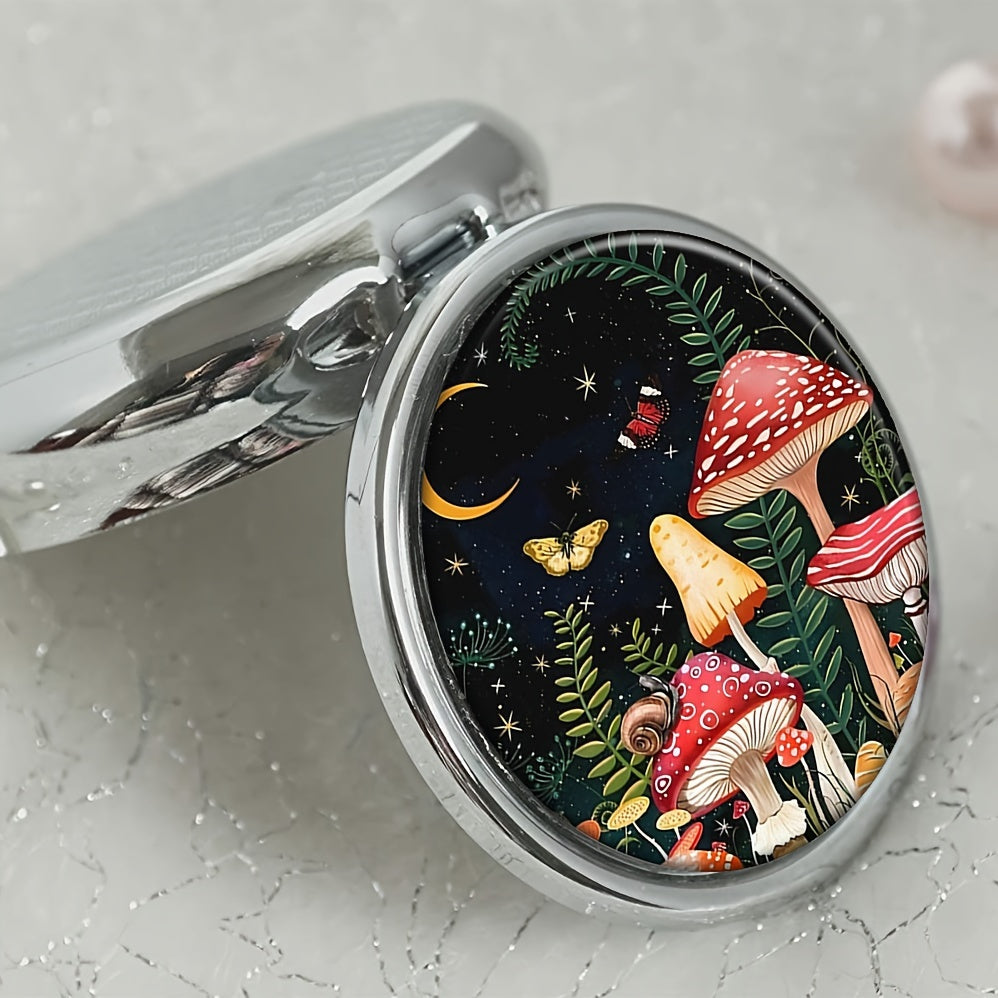 Mushroom Pill Box 3 Compartment Mini Travel Organizer Case