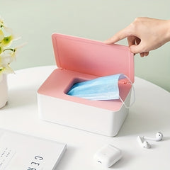 Desktop Wet Tissue Box Household Plastic Dust proof With Lid, Home Office Decor