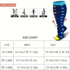 2 Pairs Plus Size Compression Socks 20-30 MmHg Wide Calf Nurses Running